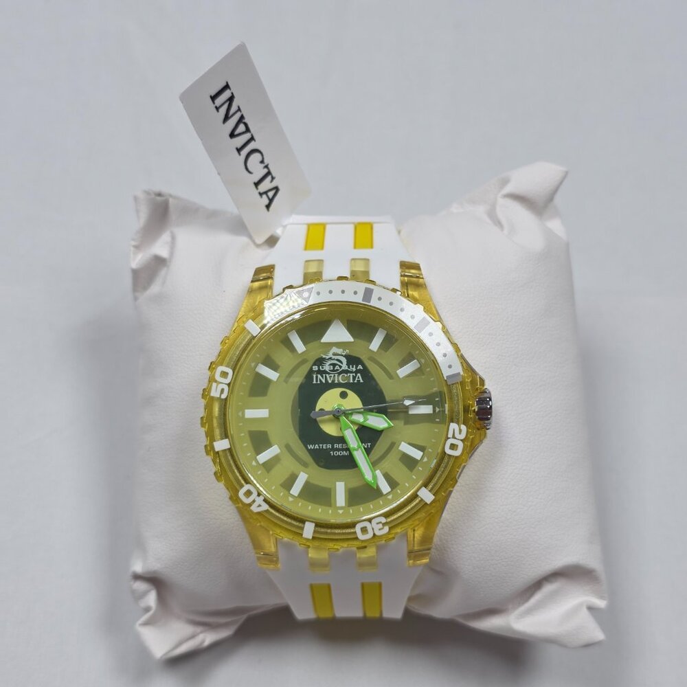Invicta Subaqua Watch White Yellow Gold Diver 100M Quartz Silicone Strap New/Box - Picture 4 of 6